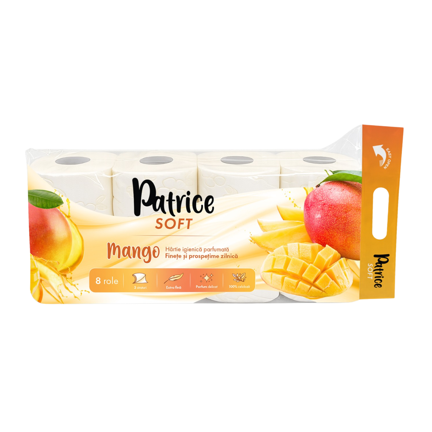 PATRICE  HARTIE IGIENICĂ MANGO  8 ROLE-3 STRATURI