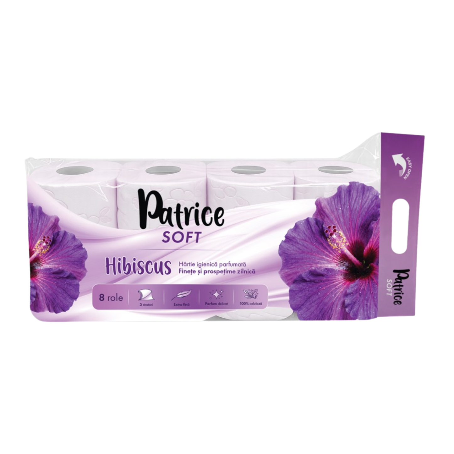 PATRICE  HARTIE IGIENICĂ HIBISCUS  8 ROLE-3 STRATURI