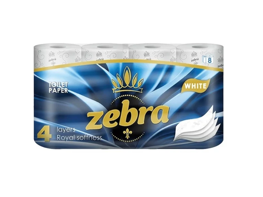 Hartie Igienica ZEBRA WHITE/PARFUM - 8 Role / 4 Straturi