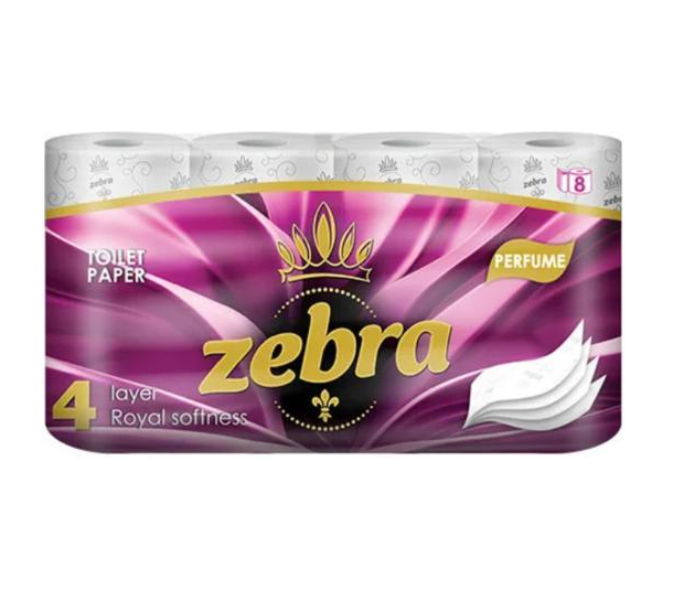 Hartie Igienica ZEBRA WHITE/PARFUM - 8 Role / 4 Straturi